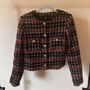 House of Harlow 1960 Red and Black Tweed Blazer